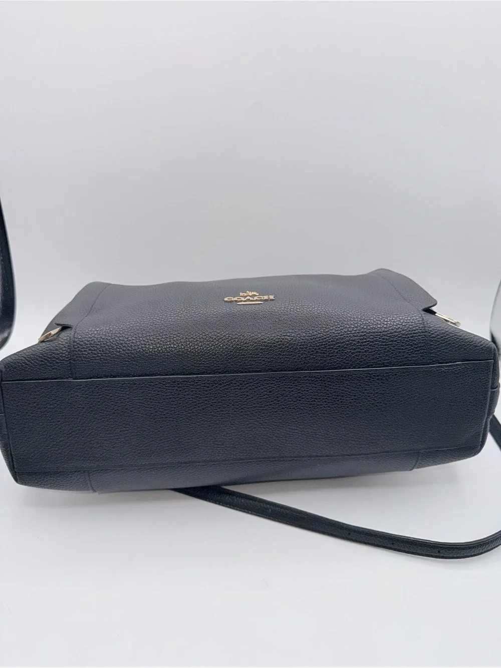 Coach Black Pebbled Leather Shoulder Bag with Detachable Strap